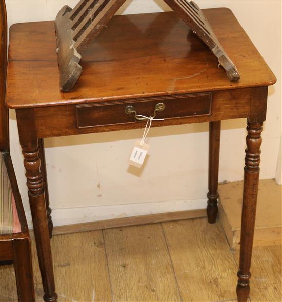 A Regency mahogany side table, fitted one drawer W.60cm